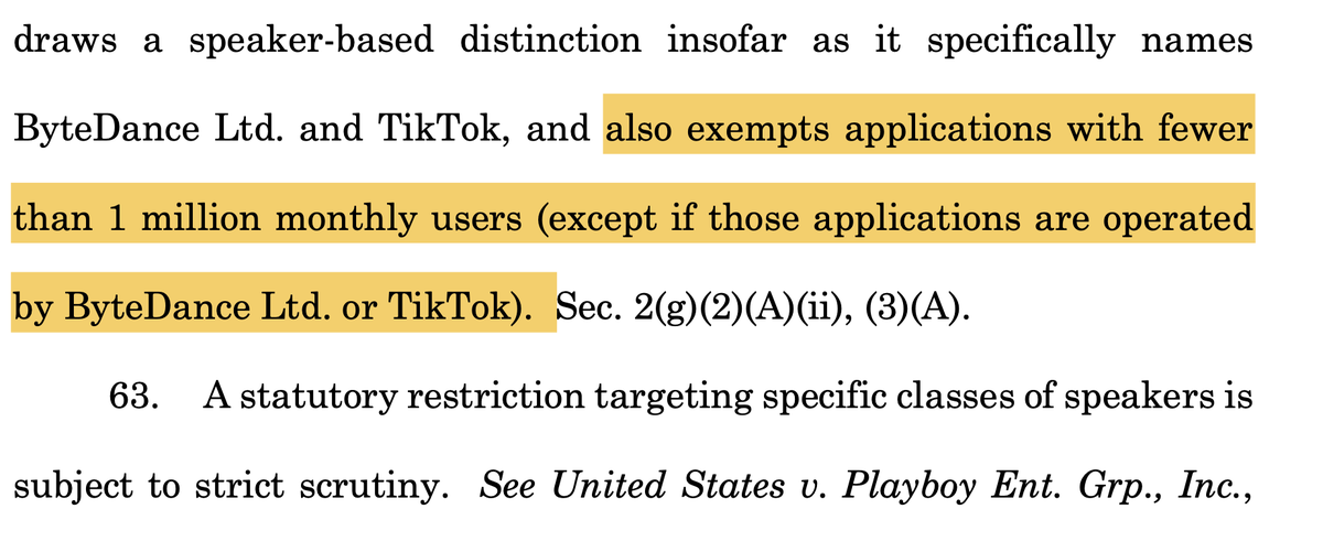 I'm pretty sure a court will apply strict scrutiny. TikTok, for example, points to the fact that there is a speaker-based discrimination. 16/