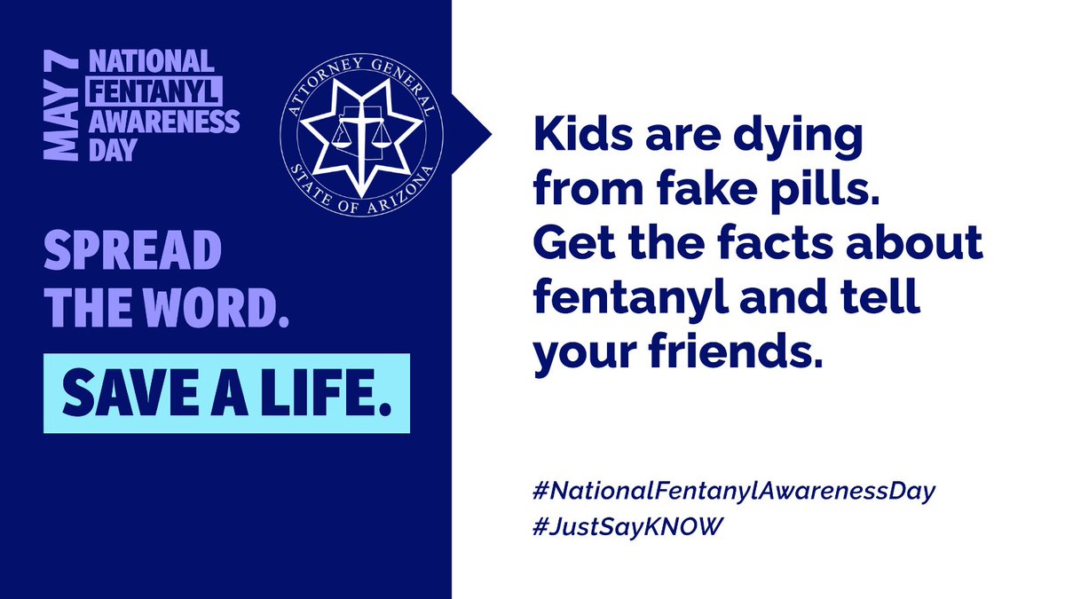Today is National Fentanyl Awareness Day. Talk to your children about their mental health and the risks of encountering illicitly manufactured fentanyl. Learn more at fentanylawarenessday.org/watch-and-talk #JustSayKNOW