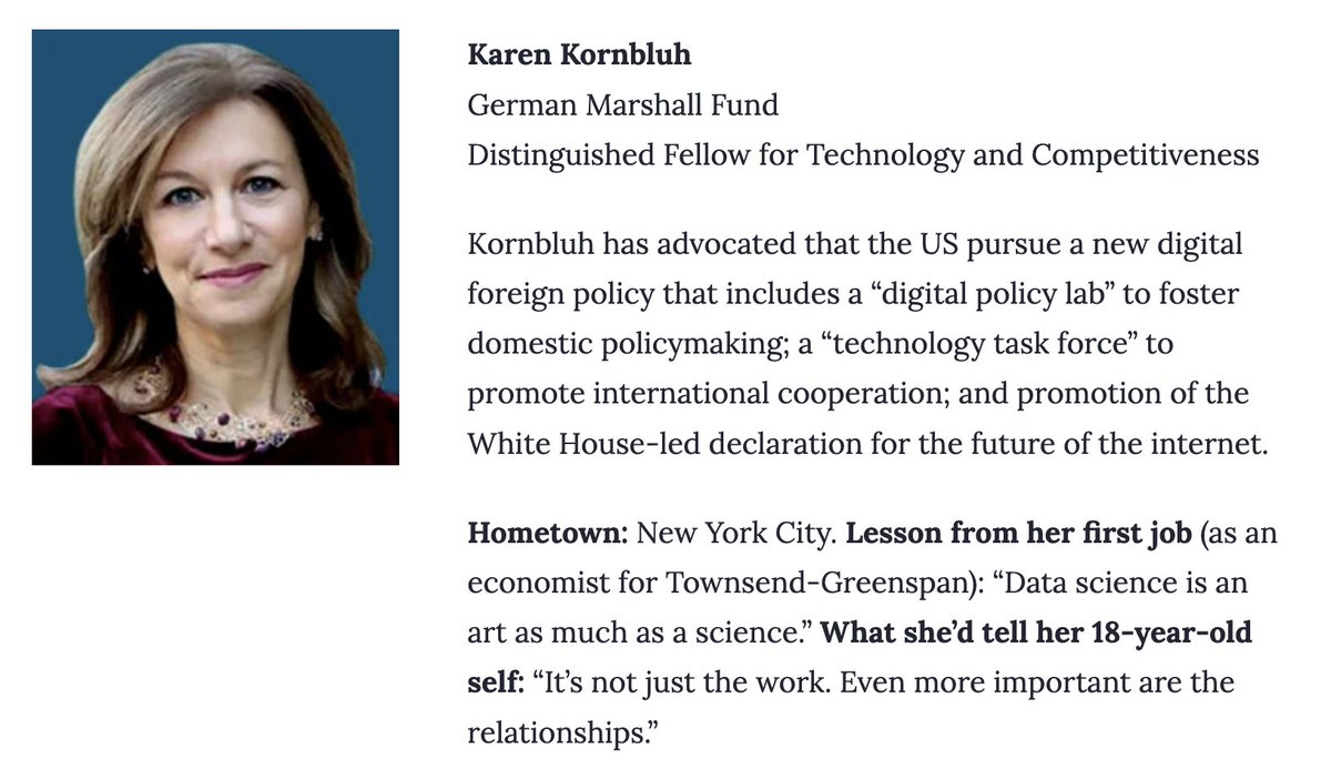 📣 GMF's @KarenKornbluh has been named one of Washington DC's 500 Most Influential People Shaping Policy by @washingtonian. Congratulations, Karen! See the whole list: washingtonian.com/2024/05/02/was…