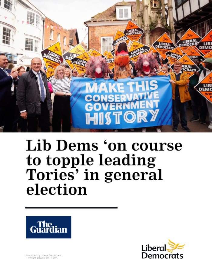 Taunton & Wellington Liberal Democrats (@tawlibdems) on Twitter photo The local elections last week were the final test before the General Election and it's clear Conservative MPs are on notice.
The only way to remove the Conservatives in Taunton and Wellington is by voting for <a href="/GideonJAmos/">Gideon Amos OBE MP</a> and the Liberal Democrats. The local elections last week were the final test before the General Election and it's clear Conservative MPs are on notice.
The only way to remove the Conservatives in Taunton and Wellington is by voting for <a href="/GideonJAmos/">Gideon Amos OBE MP</a> and the Liberal Democrats.