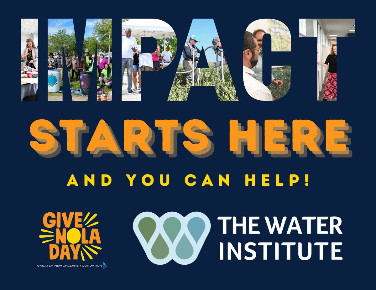 Challenges of street flooding, saltwater in the Mississippi River and home insurance affordability are both unique to New Orleans, and shared by communities along the Gulf. Join us in working on addressing these issues givenola.org/TheWaterInstit… #GiveNOLADay @GNOFoundation