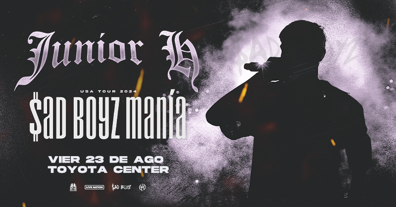 Junior H está a punto de romperla en Toyota Center con su Sad Boyz Mania Tour 2024. Boletos a la venta este viernes, 10 de mayo a las 10am!