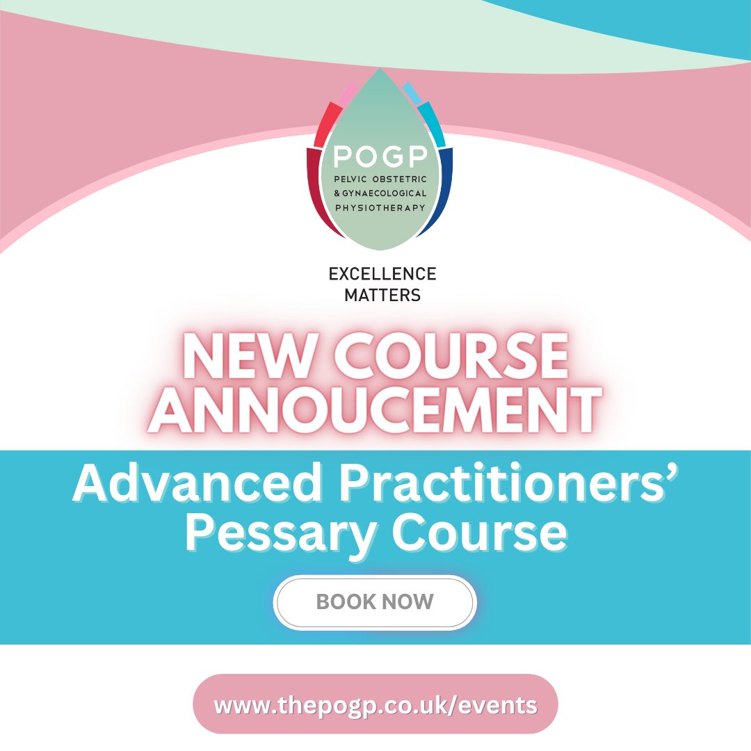 📣NEW COURSE📣 Pessary use in pelvic health physiotherapy - a new advanced practitioners course in line with the UK Pessary Guideline accreditation framework. Book now: thepogp.co.uk/events #thepogp #pelvichealthphysiotherapy #pessaryfitting #newcourse #postgraduatecpd