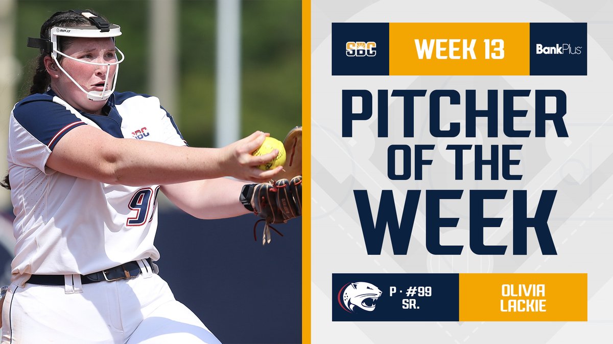 𝗦𝗢𝗨𝗧𝗛 𝗔𝗟𝗔𝗕𝗔𝗠𝗔 𝗔𝗖𝗘.

Olivia Lackie is the @BankPlus #SunBeltSB Pitcher of the Week after helping @SouthAlabamaSB lock up the No. 3 seed while taking the series from USM. She posted a 1.68 ERA while holding USM to a .105 avg. ☀️🥎

📰 » sunbelt.me/4b5o0u5