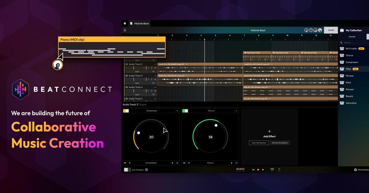 JoinBeatConnect's tweet image. 🎧 BeatConnect is stepping up its game! 🔊

Dive into the latest enhancements as we continue our development journey. 

✅ Make music with your friends with our redesign multiplayer experience
✅ Access exclusive assets and tools seamlessly on our marketplace.

#BeatConnect