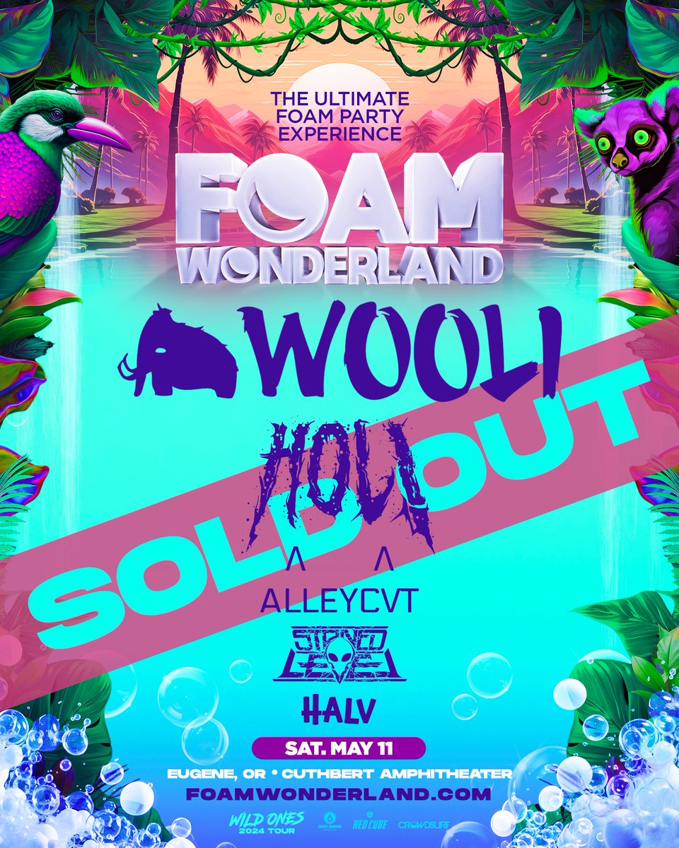⚡️ SOLD OUT THIS SATURDAY IN EUGENE⚡️ 👏 It’s gonna be a WILD ONE w/ @woolimusic @holdubz @ItsALLEYCVT @StonedLevel & @HALVMUSIC! ** Please be cautious of scammers & fake tickets **
