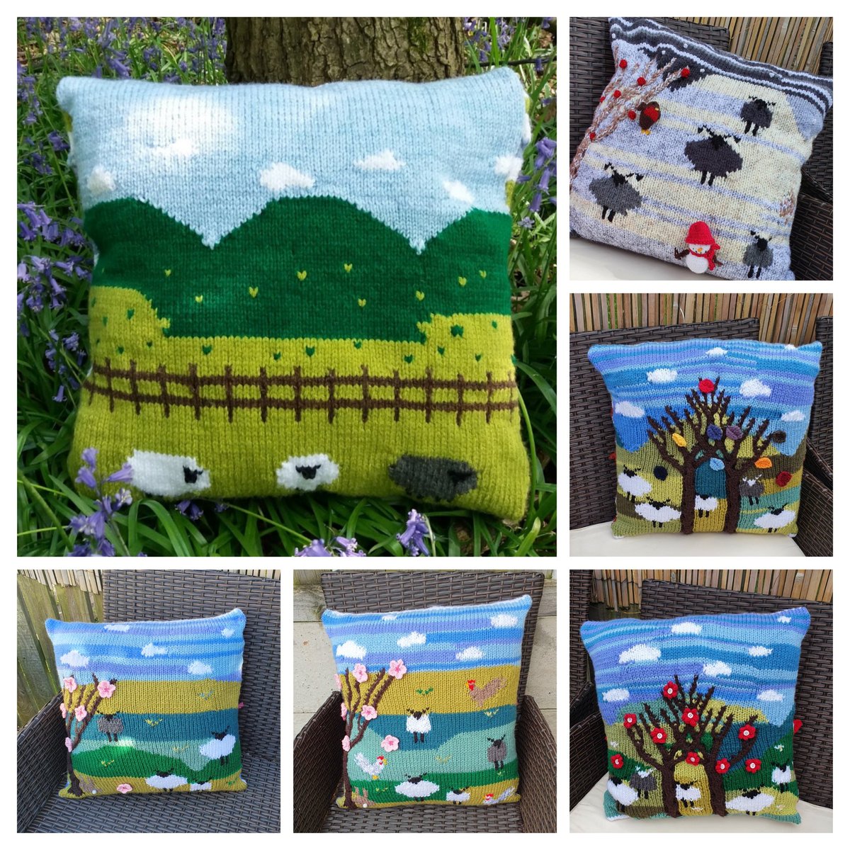 Wow, the picture on the top left was my 1st scenic cushion cover i knitted 6 years ago, which inspired me to knit the others in the photo. I think I have improved 🤣🌸🐑