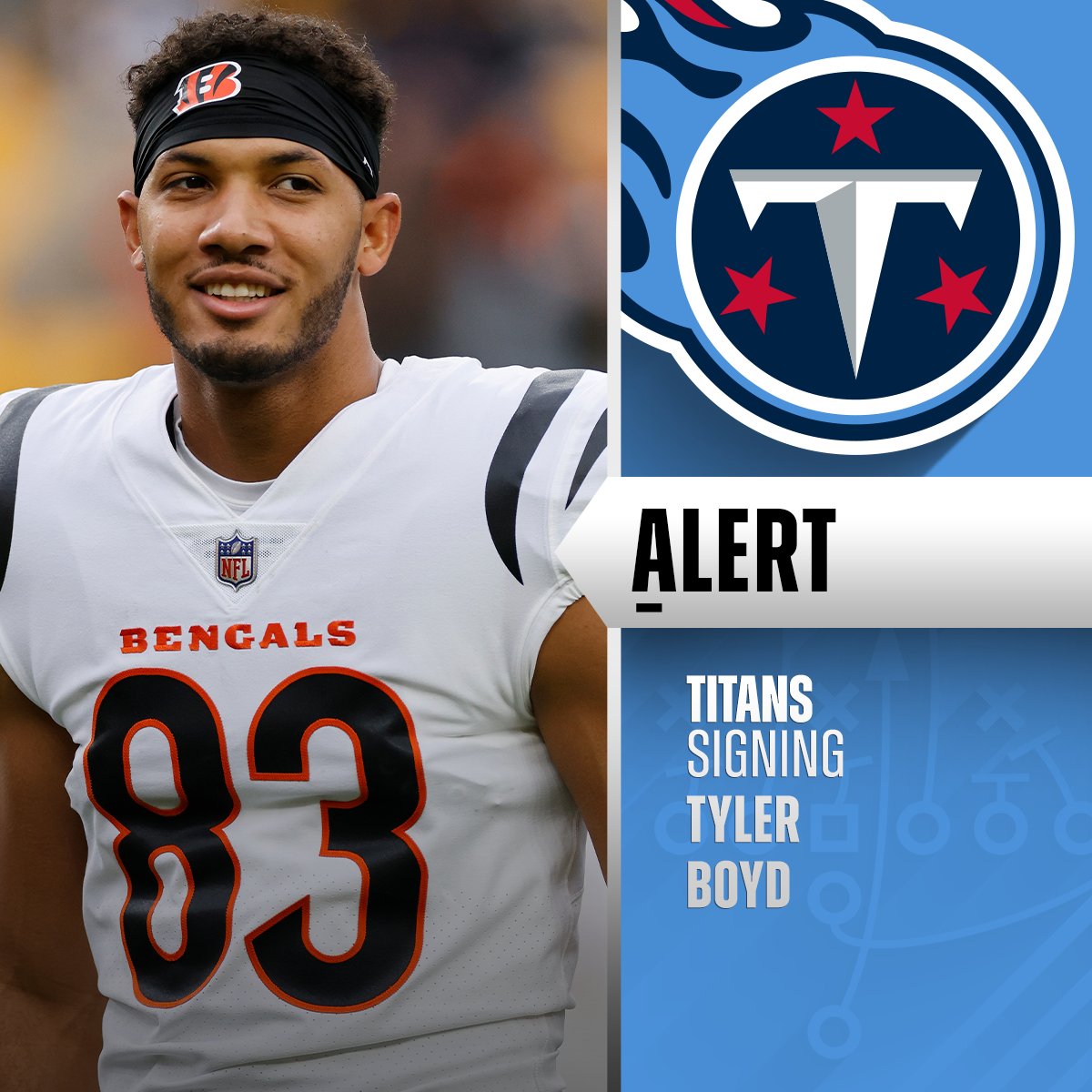 WR Tyler Boyd signing with the Titans on a 1-year deal worth up to $4.5M. (via @rapsheet)