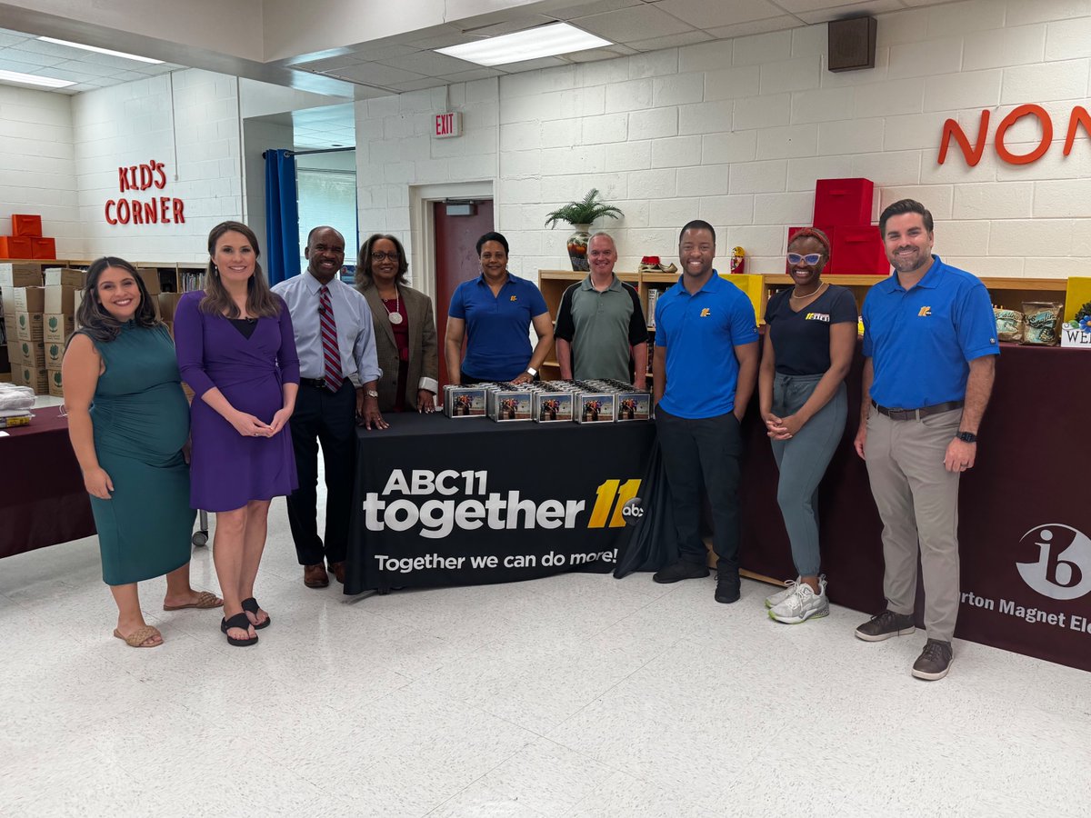 🎉 Today, ABC11's John Clark, Amber Rupinta, and Anna Rivera made a special visit to Burton Elementary Magnet School! 🏫 They treated our incredible teachers to lunch and surprised them with special memento lunchboxes from the producers of Abbott Elementary. #WeAreDPS