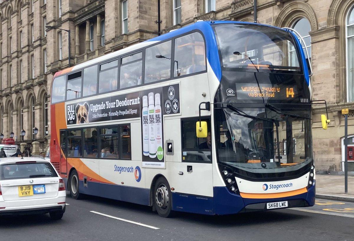@StagecoachMCSL 11111 outside Liverpool Lime Street Station whilst nearing the end of its journey on route 14 from Croxteth on 30/04/2024.