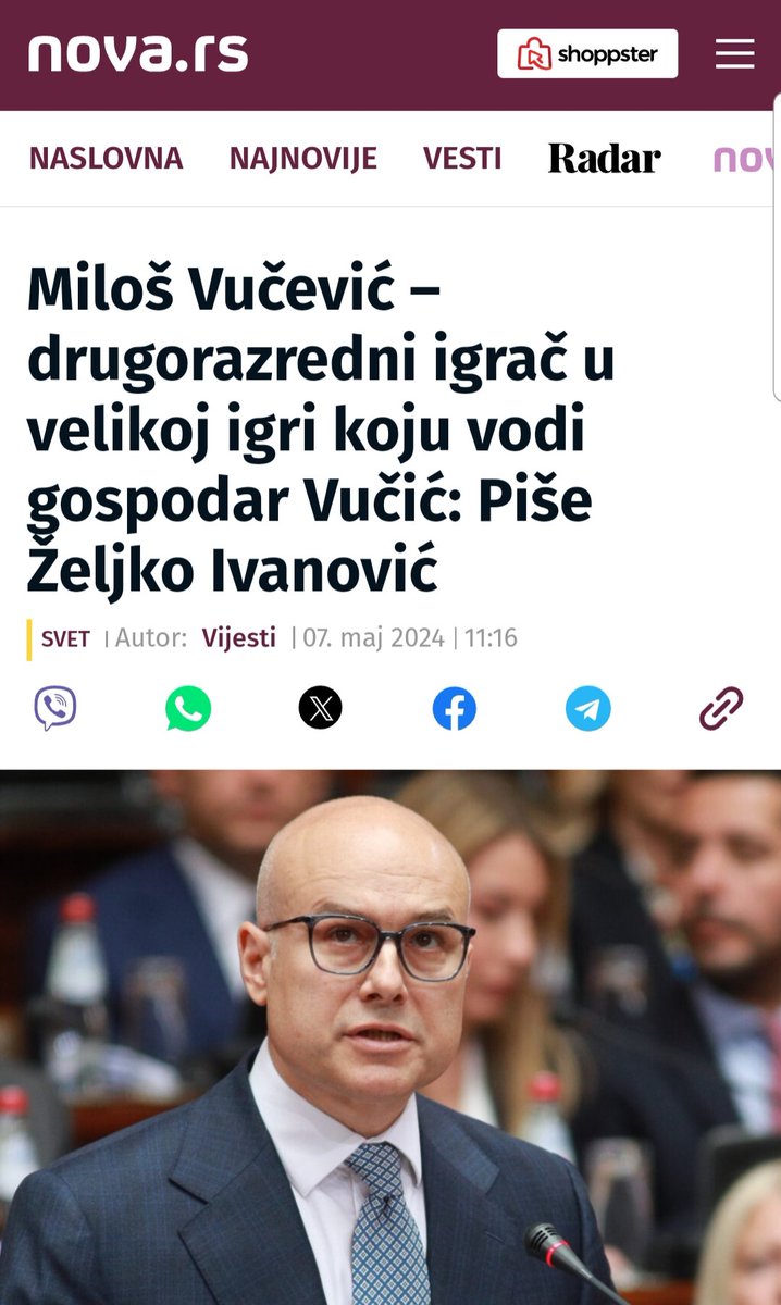 Sve najlepše o @milos_vucevic govori to ko ga, kako i zbog čega napada. Ovakva reakcija na njegov ekspoze govori i o tome da je taj ekspoze odličan za Srbiju. Sve u svemu, dok nas ovakvi napadaju - sigurno je da smo mi iz @sns_srbija na dobrom putu koji je, istina, trasirao…