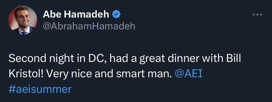 Better question: Why does @AbrahamHamadeh love Bill Kristol so much?