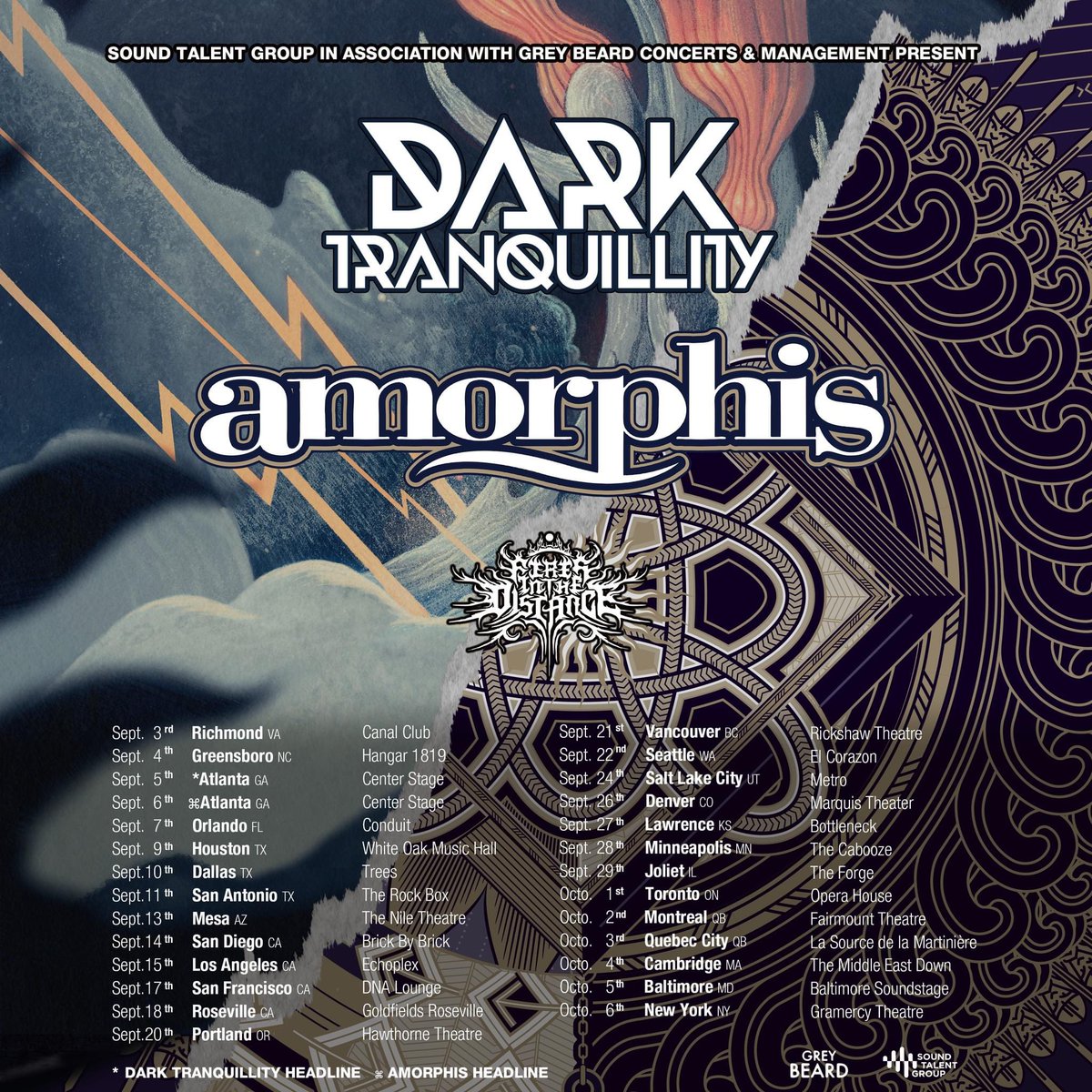 We are incredibly thrilled to announce that we will be coming to the US right, after the release of our "Endtime Signals" album. We will be co-headlining with our awesome friends in Amorphis and with us on the bill we have the most excellent Fires in the Distance.