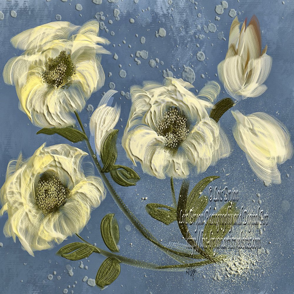 A cluster of 'Playful Posies' dance against the darkening night sky. Painted digitally from my imagination. NOT created with Ai. lois-bryan.pixels.com/featured/playf… #art #giftideas #flowers #nonphotography #handpainteddigitalart #NotAi #freehand #LoisBryan #AYearforArt #BuyIntoArt
