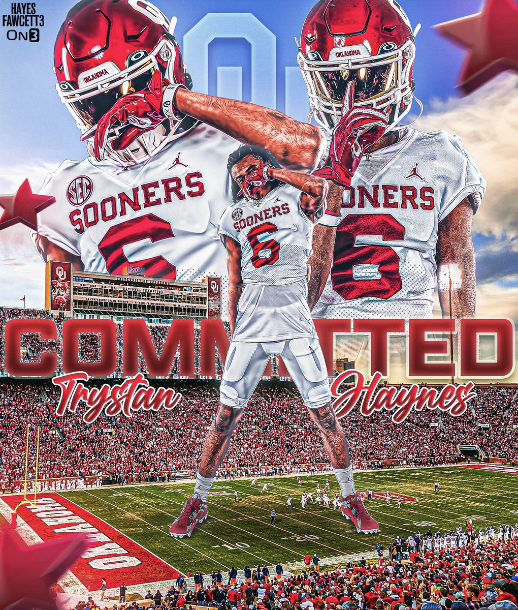 BREAKING: Four-Star CB Trystan Haynes has Committed to Oklahoma, he tells me for @on3recruits The 6’2 175 CB from Midwest City, OK chose the Sooners over Notre Dame, Texas A&M, & Georgia “Just the beginning, Boomer Sooner!!” on3.com/db/trystan-hay…
