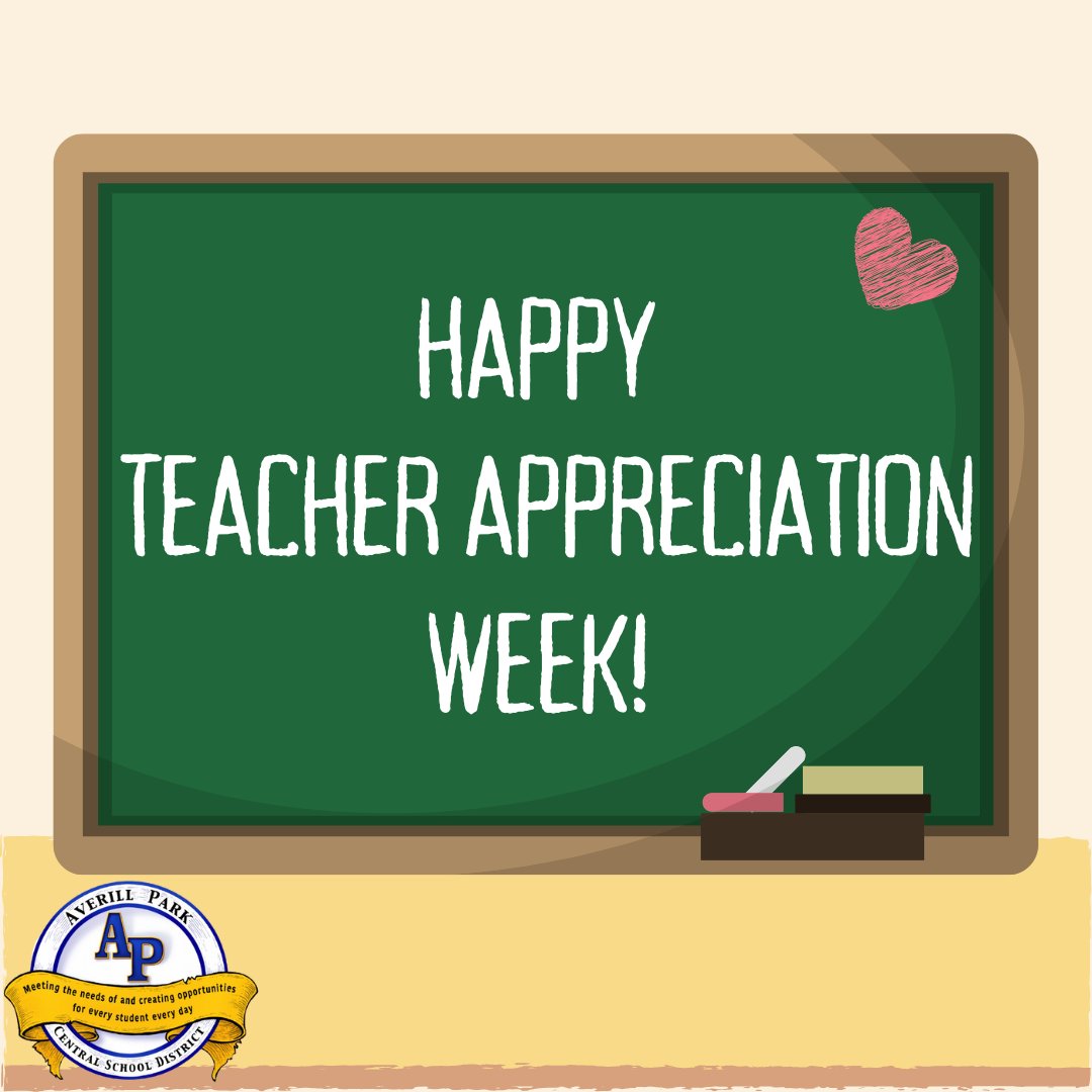 AverillParkCSD's tweet photo. It's Teacher Appreciation Week from May 6 - 10, 2024! We are grateful for the difference our teachers and staff make in the lives of our learners.

#AP_EveryStudentEveryDay https://t.co/KDXGq7MtVX