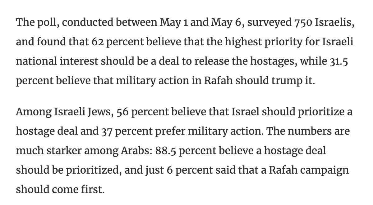 The majority of Israeli Jews and Arabs prefer and prioritize a hostage deal.