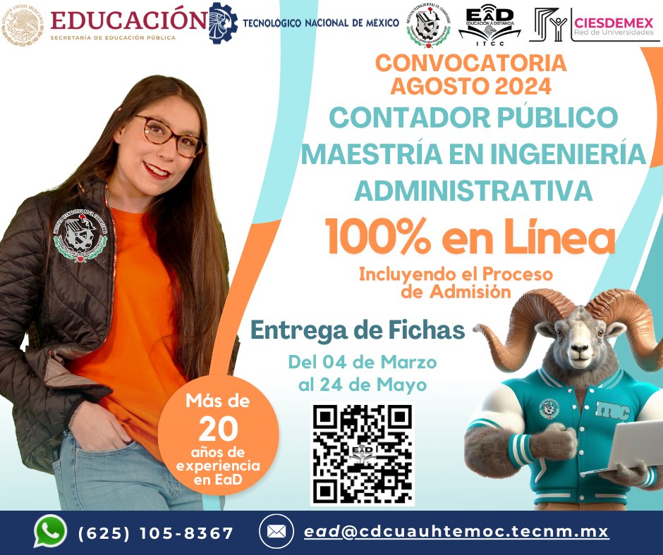 🇲🇽Comunidad mexicana: Te invitamos a descubrir las oportunidades de educación 100% en línea en instituciones mexicanas. 
 
Para mas información ingresa a👉 cdcuauhtemoc.tecnm.mx/ead

#EducaciónADistancia #ciesdemex #eduaciónparatodasytodos