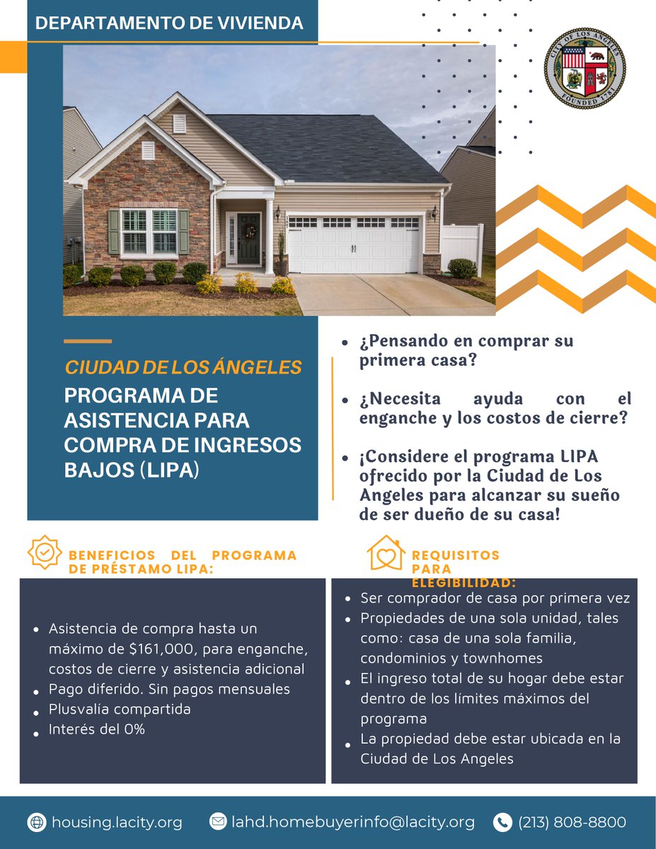 This #AffordableHousingMonth, learn how the #LAHDAffordableHousing Low Income Purchase Assistance program can help you achieve the dream of homeownership in LA!

Contact LAHD’s Homebuyer Info Team:
📞 (213) 808-8800
📧 lahd.homebuyerinfo@lacity.org
🌐 bit.ly/LAHDLIPA