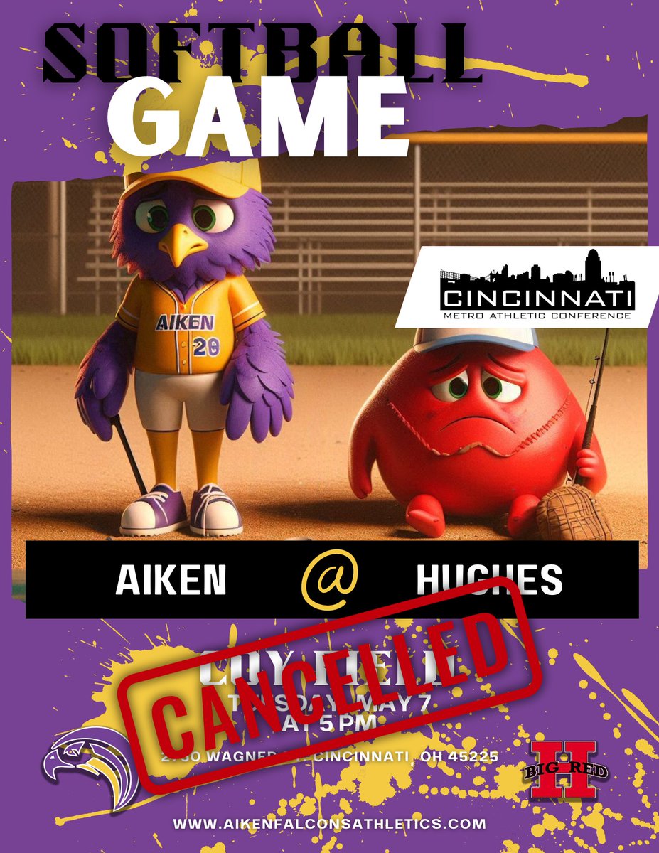 Just like that.

Softball for this evening against Hughes is now cancelled. A reschedule date will be announced soon.

#AikenSB