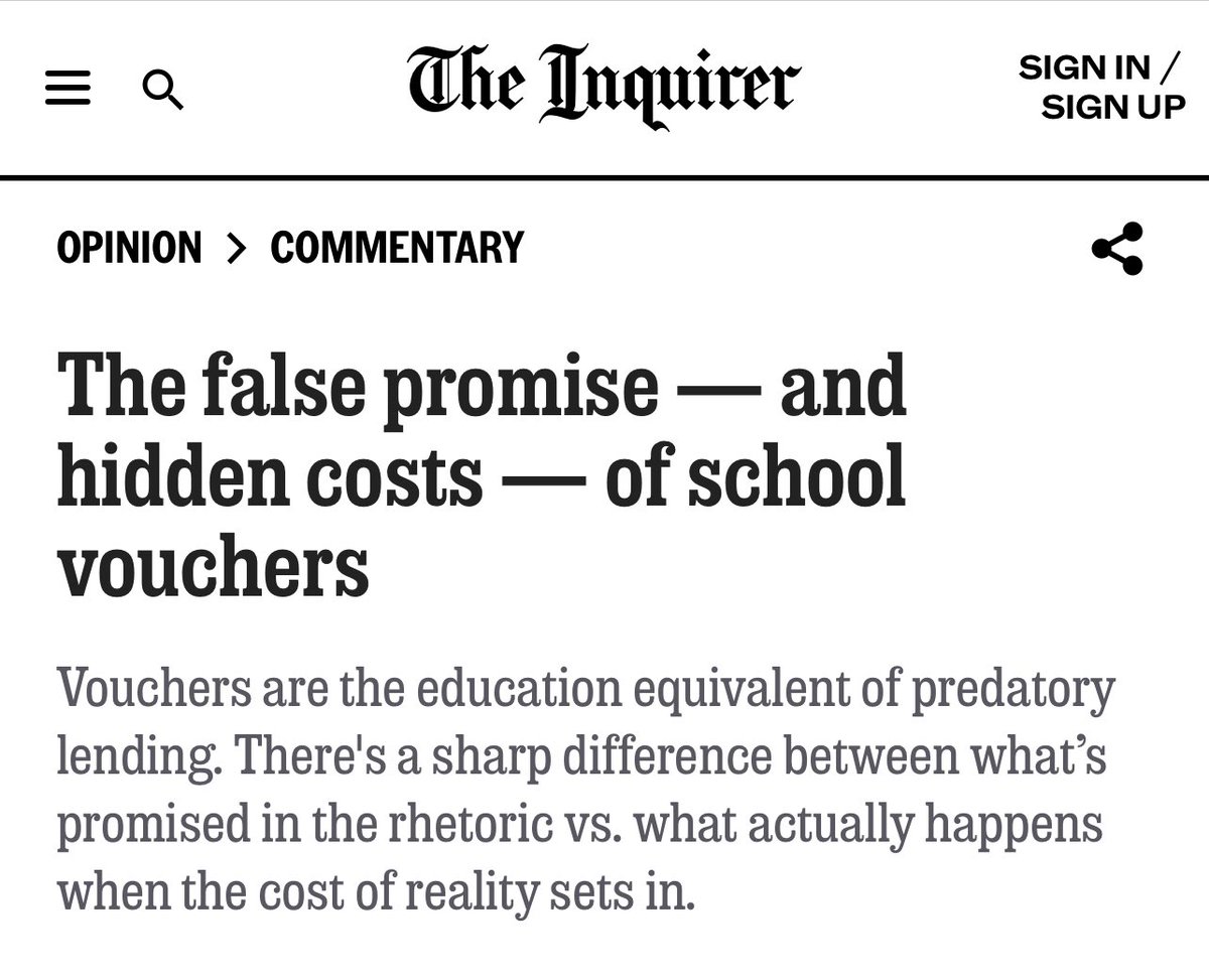 With vouchers in the PA legislature this week: Re-upping my recent piece @PhillyInquirer on how these dark money schemes devastate learning, discriminate against vulnerable kids, and defund public schools👇 inquirer.com/opinion/commen…