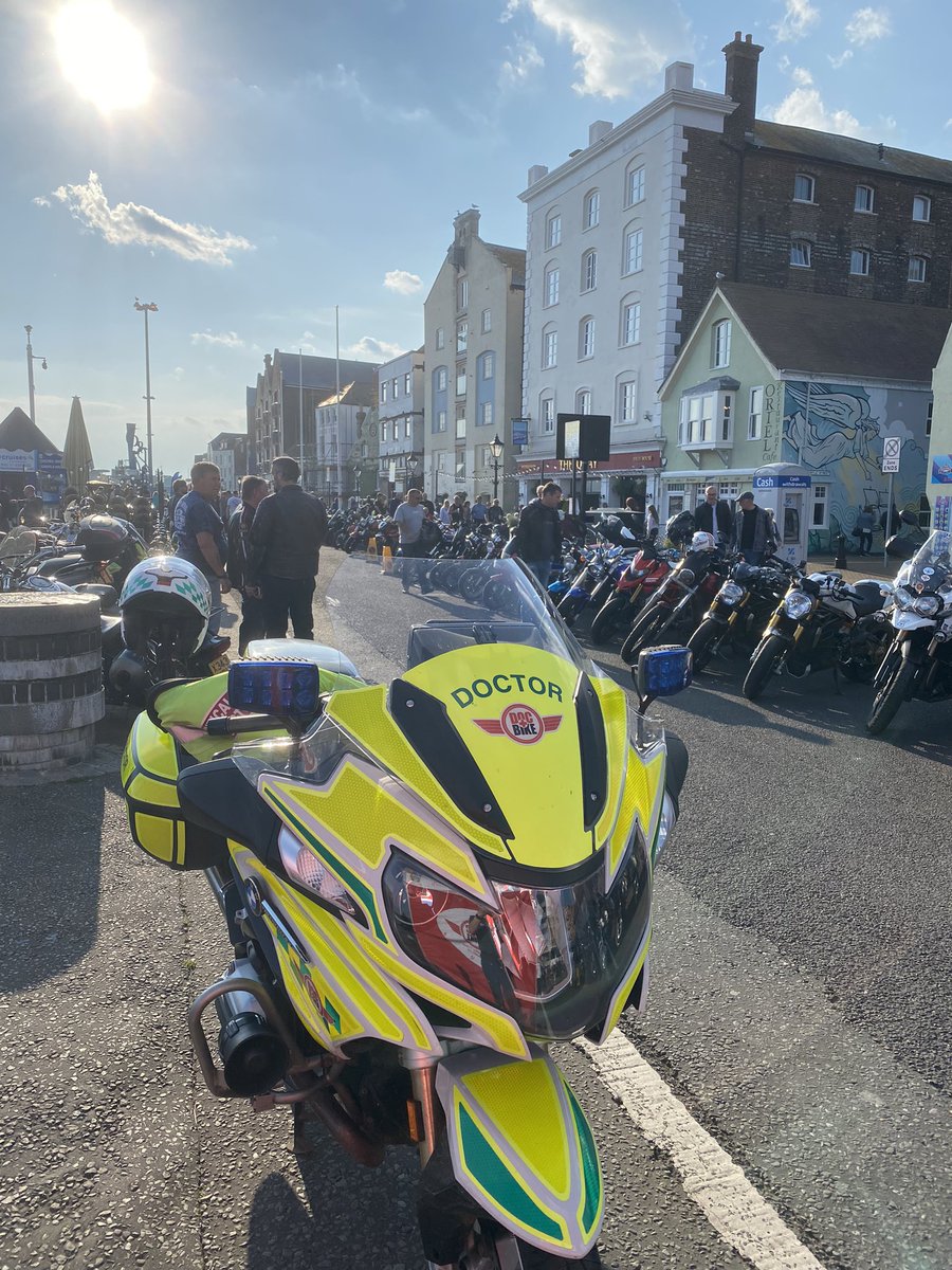 See that thing in the sky??  It’s the sun!! ☀️. Boy have we waited a long time for this! Great atmosphere at Poole Quay - everyone’s out and the <a href="/DocBike_Dorset/">DocBike_Dorset</a> bikes are on duty for anyone who needs them (not just bikers)
