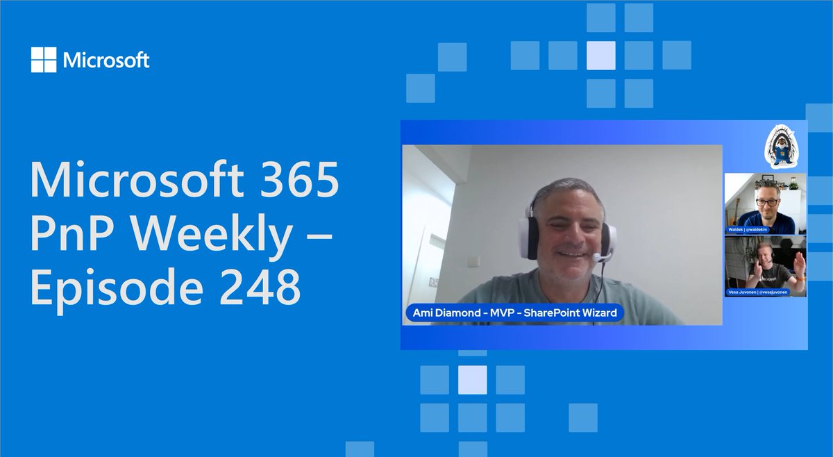 💡#Microsoft365dev #PnPWeekly - Episode 248 with the wonderful @ami_diamond

• Ami’s journey to becoming an MVP
• The importance of sharing experience in the community
• Tips for successfully change management

and more... 🚀

📺 & 🎙 → pnp.github.io/blog/microsoft… #MVPBuzz