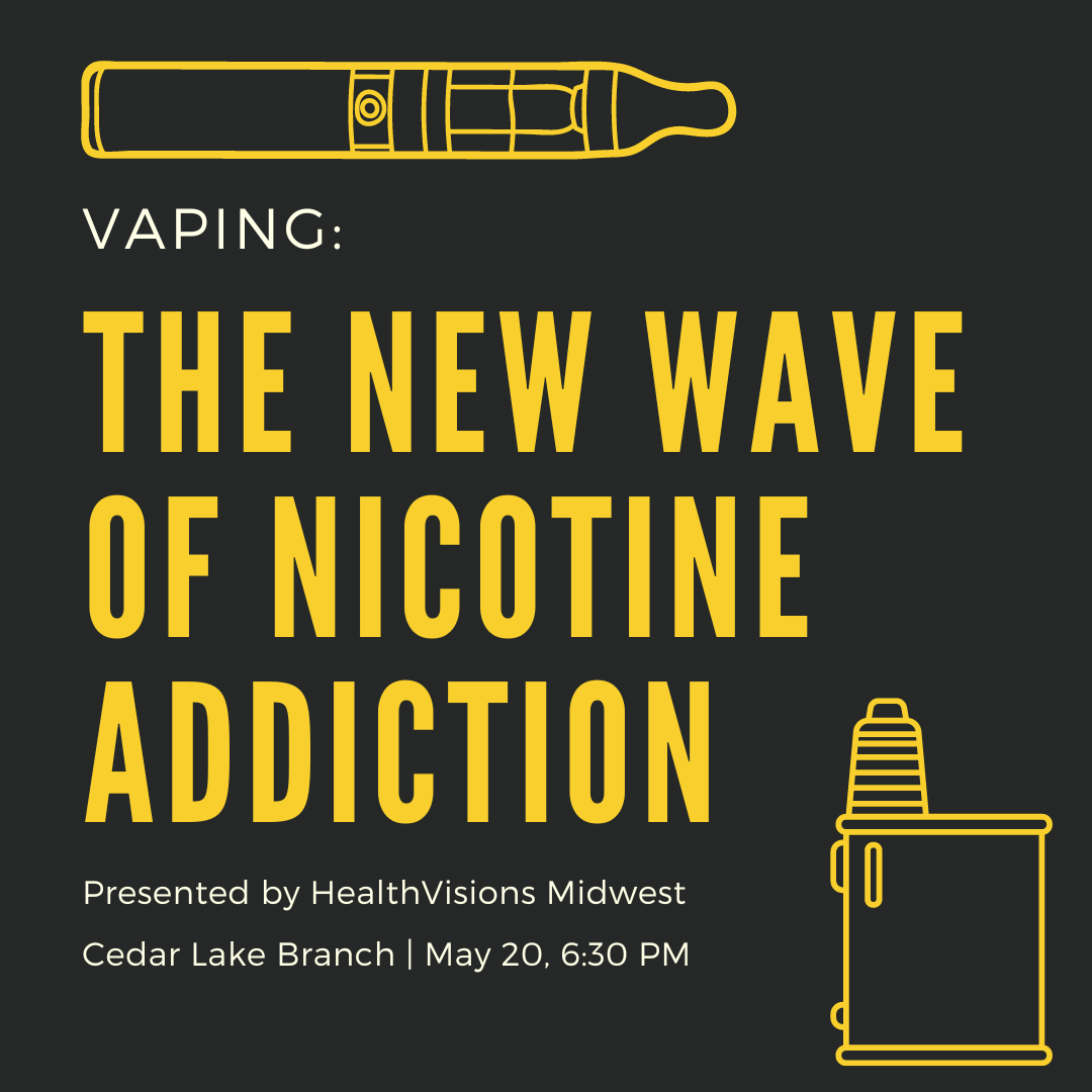 Is vaping safer than smoking cigarettes? Are there health risks? Experts will give you the facts at Cedar Lake Branch May 20, 6:30 PM! Save your seat: lcplin.org/event/10426983