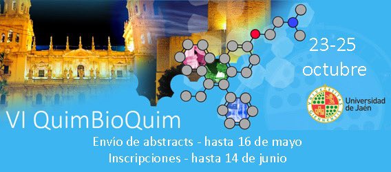 💥Plazo de envío de abstracts para el #VIQuimBioQuim: 16 de mayo 🔬Punto de encuentro e intercambio entre Jóvenes Investigadores Químicos y Bioquímicos Terapéuticos. 📆Del 23 al 25 de octubre en @ujaen 💻Más info: eventos.ujaen.es/109038/dates/c…