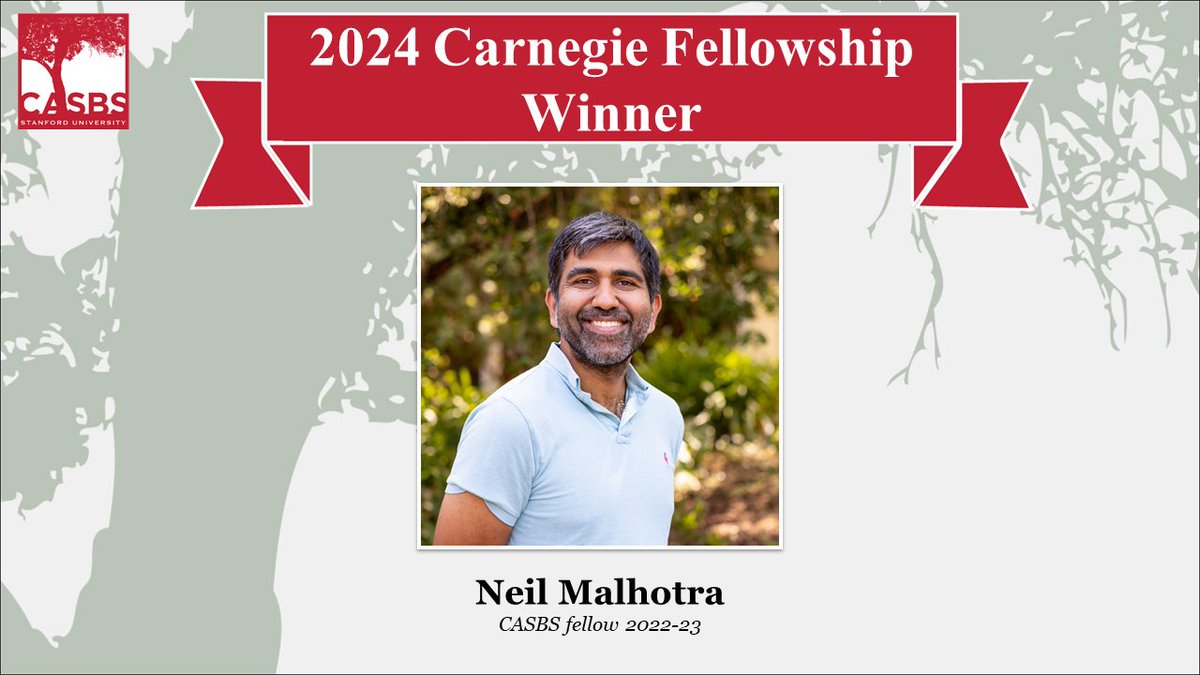 Congratulations to CASBS fellow @namalhotra, named a 2024 Andrew Carnegie Fellow 👏🙌 carnegie.org/awards/andrew-… @CarnegieCorp #CarnegieFellows