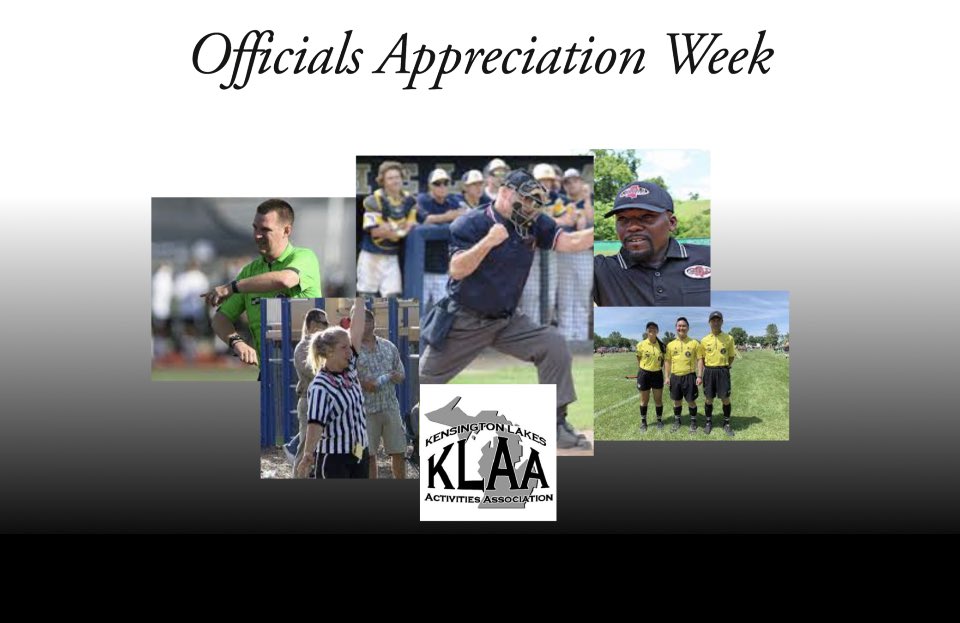 Please help us celebrate our officials during the KLAA Officials Appreciation Week May 6-11. Thank you for all you do!! @nvilleathletics @FrklinMADE_AD @cantonHSsports @Churchillgames @Spartans_SHS @NoviAthletics @hartlandsports @HowellAthletics @_JGathletics