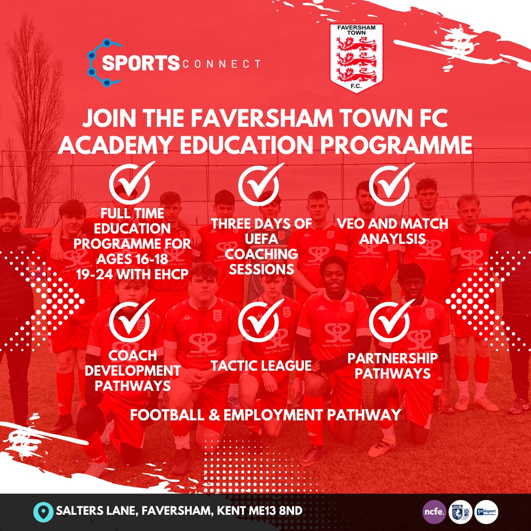 Unleashing the sports stars of tomorrow! 💪⚽ The post 16 sports education program at @FavershamTownFC is taking aspiring athletes to the next level. 🌟 Don't miss out on this incredible opportunity. With a trial date coming soon sign up now!! sportsconnect.uk/programmes/fav…