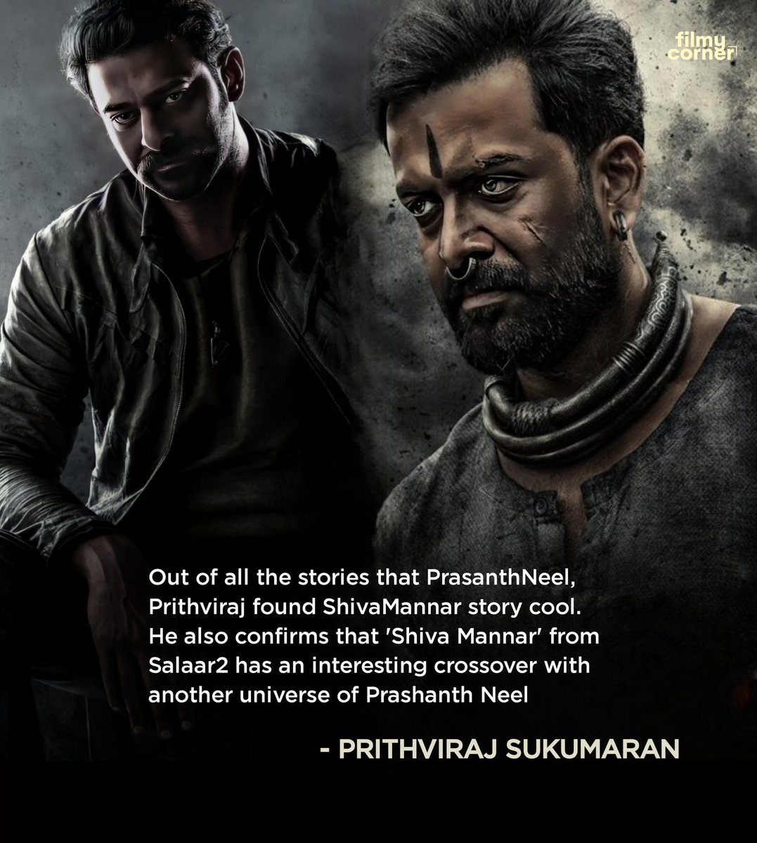 Out of all the stories that #PrasanthNeel, #Prithviraj found #ShivaMannar story cool. He also confirms that 'Shiva Mannar' from #Salaar2 has an interesting crossover with another universe of Prashanth Neel.

#HombaleFilms #Telugu #Prabhas #prithvirajsukumaran