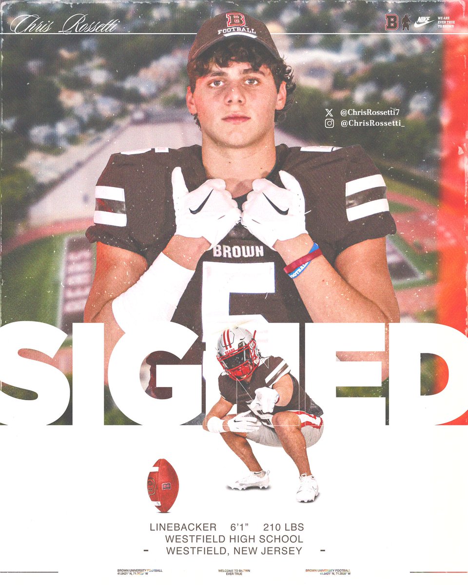 Brown Bears Football (@brownu_football) on Twitter photo Welcome to College Hill Chris RossettiβΌοΈ
π± <a href="/Chrisrossetti7/">Chris Rossetti</a>
π LB
π Westfield High School
π‘ Westfield, New Jersey
#EverTrue Welcome to College Hill Chris RossettiβΌοΈ
π± <a href="/Chrisrossetti7/">Chris Rossetti</a>
π LB
π Westfield High School
π‘ Westfield, New Jersey
#EverTrue