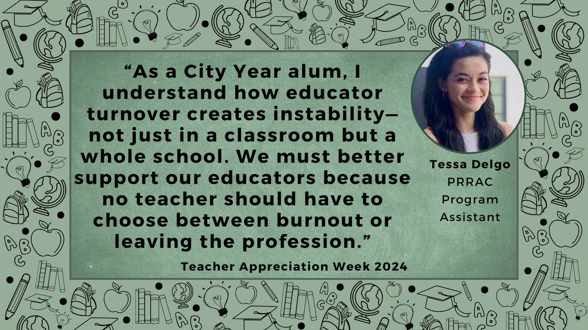 This #TeacherAppreciationWeek, our colleagues at NCSD and PRRAC continue to lend their voices to show support and gratitude for our nation’s educators. Hear from @PRRAC_DC’s Tessa Delgo. #ThankATeacher #TeacherAppreciationWeek2024 #TAW24 @NEAToday @AFTunion @usedgov @CityYear