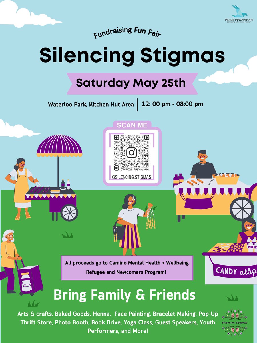 Check out this upcoming immigrant mental health-focused fundraiser event hosted at Waterloo Park on May 25th in partnership with Camino Wellbeing + Mental Health. This event will have a schedule with guest speakers, a pop-thrift store, henna, yoga, youth performances and more!