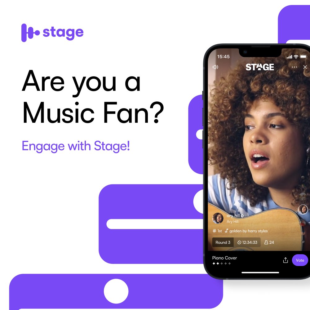 Experience thrilling competitions where artists showcase their talents, while you and your friends vote for the next music star. Get Rewarded! 🎁 Earn rewards like #Stage badges, featuring unique digital collectibles and exclusive prizes. The dawn of the next generation of