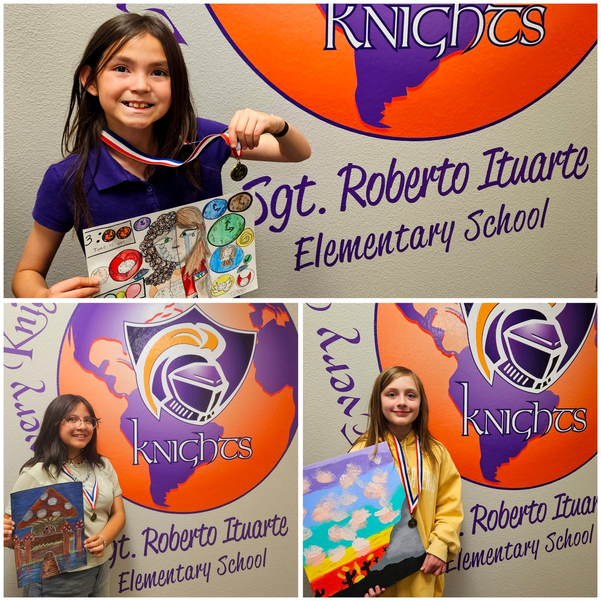 Celebrating our 3 students recognized by TAEA national art contest. These students have demonstrated discipline, passion for art, and set example of citizenship on campus. Congratulations! <a href="/Ituarte_ES/">Sgt. Roberto Ituarte Elementary</a> #TEAMSISD #SISDFine_Arts #TAEA #elementaryart