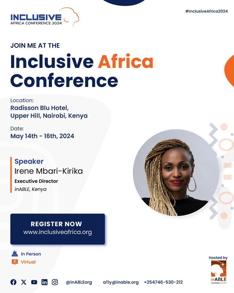 I'm excited to announce I will be speaking at #InclusiveAfrica2024. It's all about disability, digital accessibility & assistive technology innovations from Africa. Whether you attend in person or virtually, please join me to drive meaningful change. inclusiveafrica.org