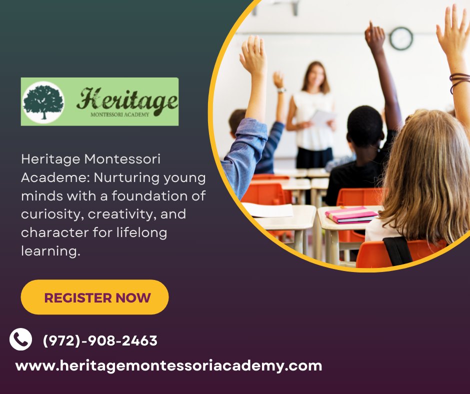 Heritage Montessori School: Where education and imagination come together to ignite a lifelong passion for learning, nurturing tomorrow's leaders. heritagemontessoriacademy.com #NRIPage #HeritageMontessoriSchool #EducationAndImagination #PassionForLearning #NurturingLeaders