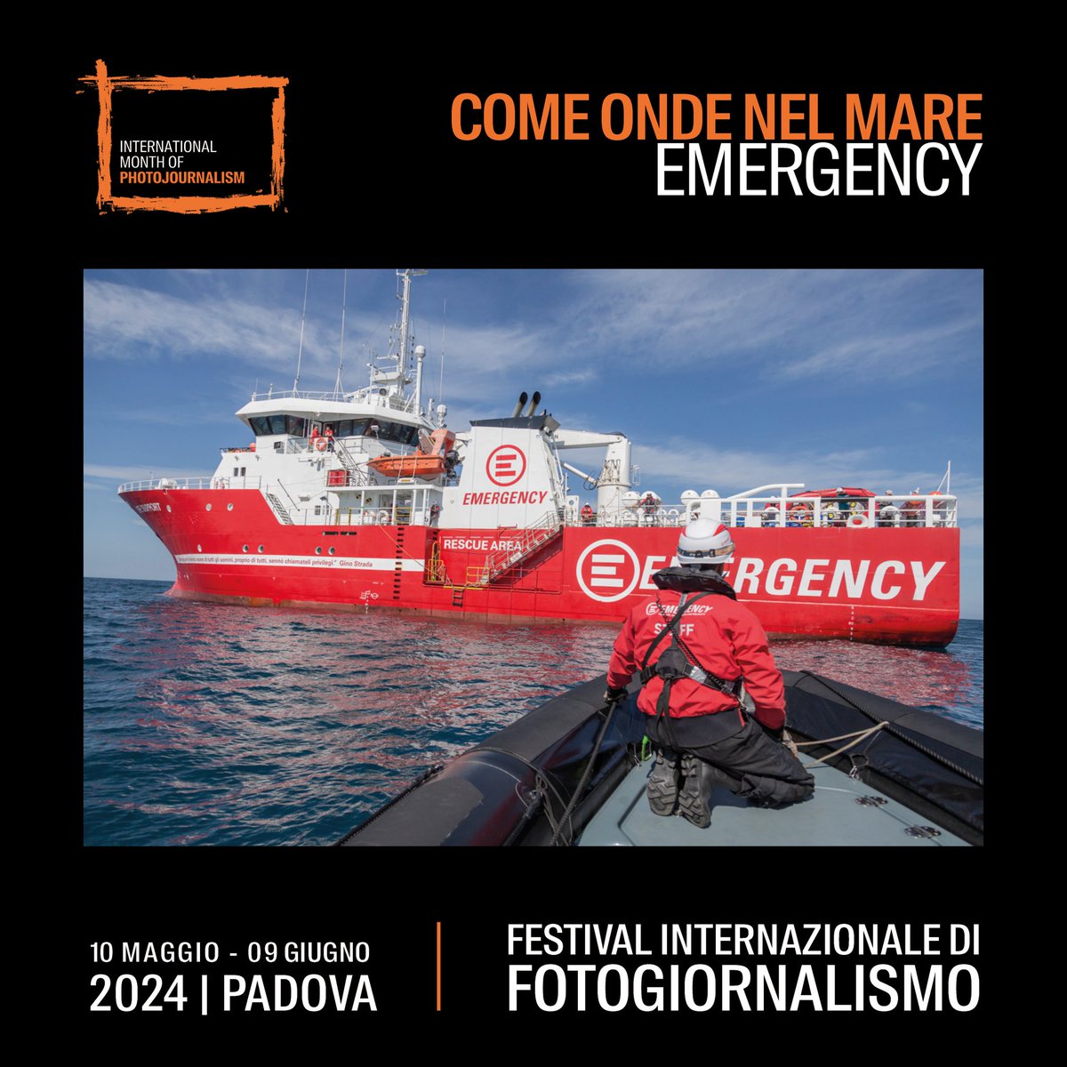Durante il Festival Internazionale di Fotogiornalismo a #Padova puoi visitare “Come onde del mare”, la nostra mostra fotografica interattiva per raccontare le attività di ricerca e soccorso in mare della #LifeSupport. Per saperne di più: impfestival.com/come-onde-del-…