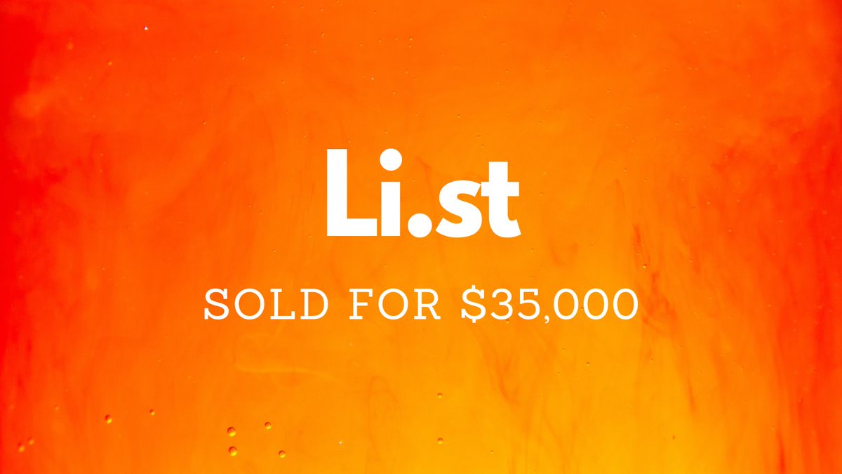 Someone just reported the sale of Li․st for $35,000 through DAN 🤯🔥 It last sold publicly for $5,000 at Sedo in 2006. Congrats and thanks for sharing! #Domains