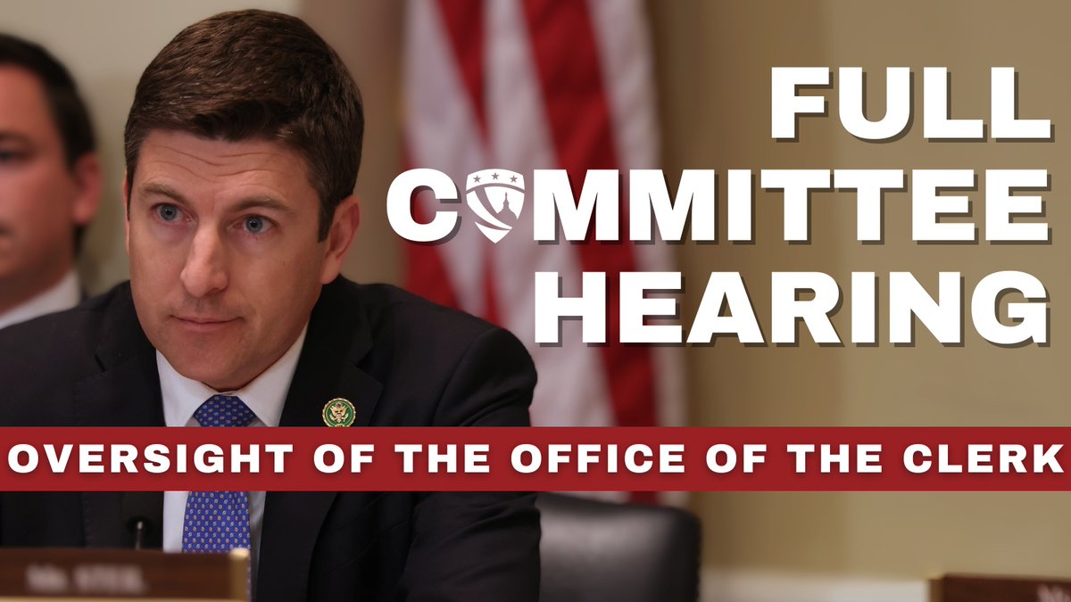 🚨TOMORROW🚨 Chairman @RepBryanSteil will hold a Full Committee Hearing titled, “Looking Ahead Series: Oversight of the Office of the Clerk” at 10:15 am EST. Watch live: youtube.com/watch?v=AZG7UD…