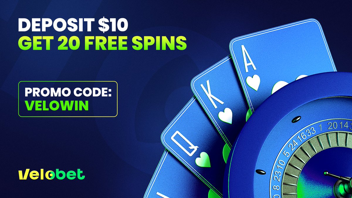 FREE SPINS is waiting for you. Deposit $10 and get 20 FREE SPINS on Velobet. Retweet, Like, and tag a friend.