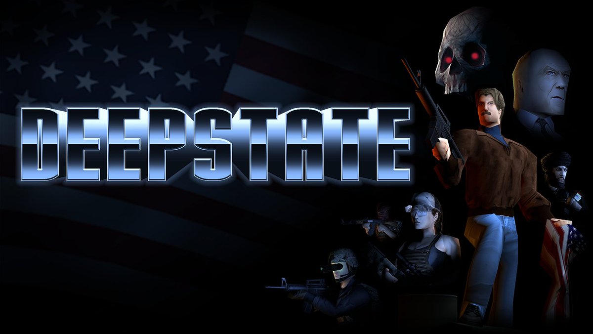 FrogmanDev's tweet image. Our game DEEP STATE and it's three biggest influences, although there are many more 👽