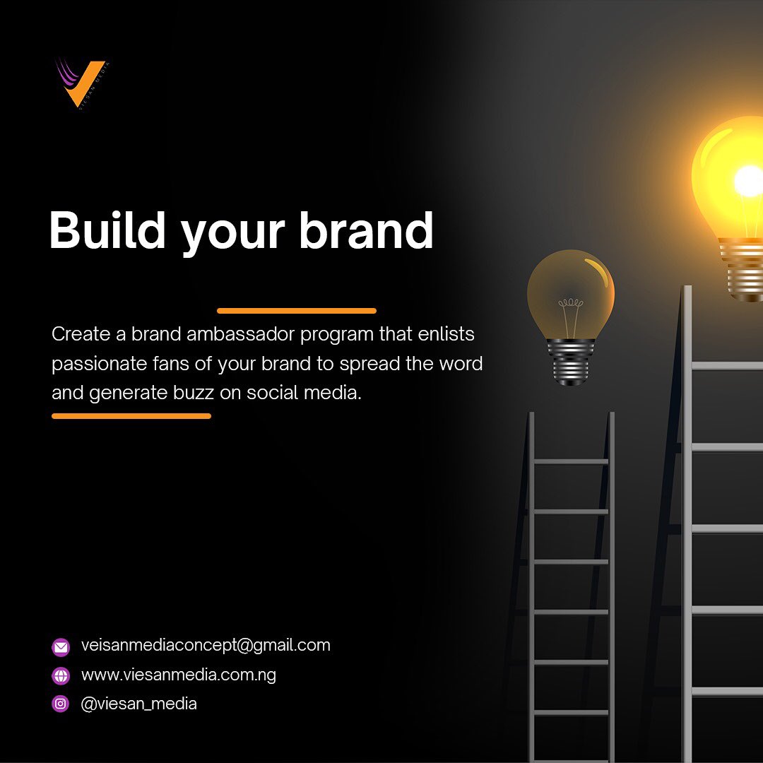 Build a team of brand evangelists to drive brand awareness and engagement on social media. #buildyourbrand #branding #viesanmedia #ambassador #brandingtips