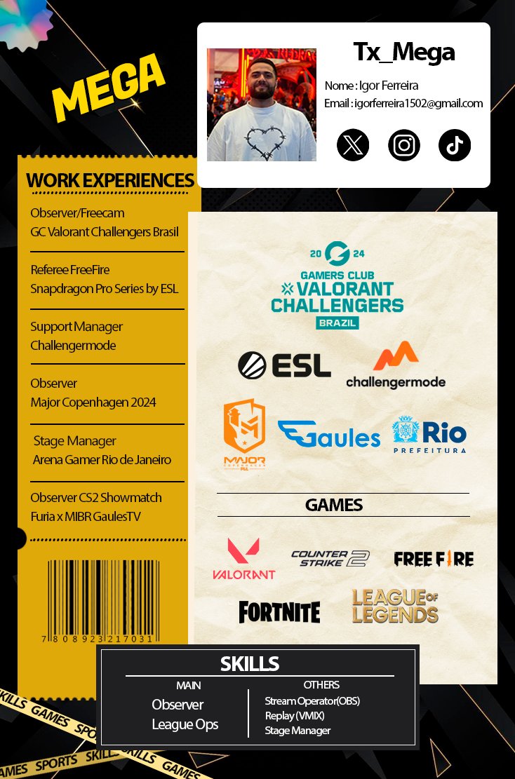 tx_mega's tweet image. Oi pessoal! Sou o Tx_Mega, apaixonado por esports e sempre pronto para novas oportunidades! Dá uma olhada nos meus trabalhos aqui: bit.ly/3UZXmxb . Se precisar de alguém só chamar, tamo junto!

RT = Humilde