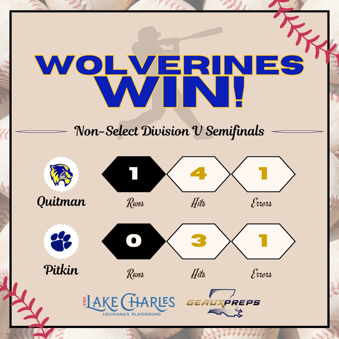 For the first time in school history, the Wolverines are playing for GOLD! Quitman uses a complete-game shutout from Ian Tilley to defeat Pitkin, 1-0, and advance to Friday's Non-Select DV title game!