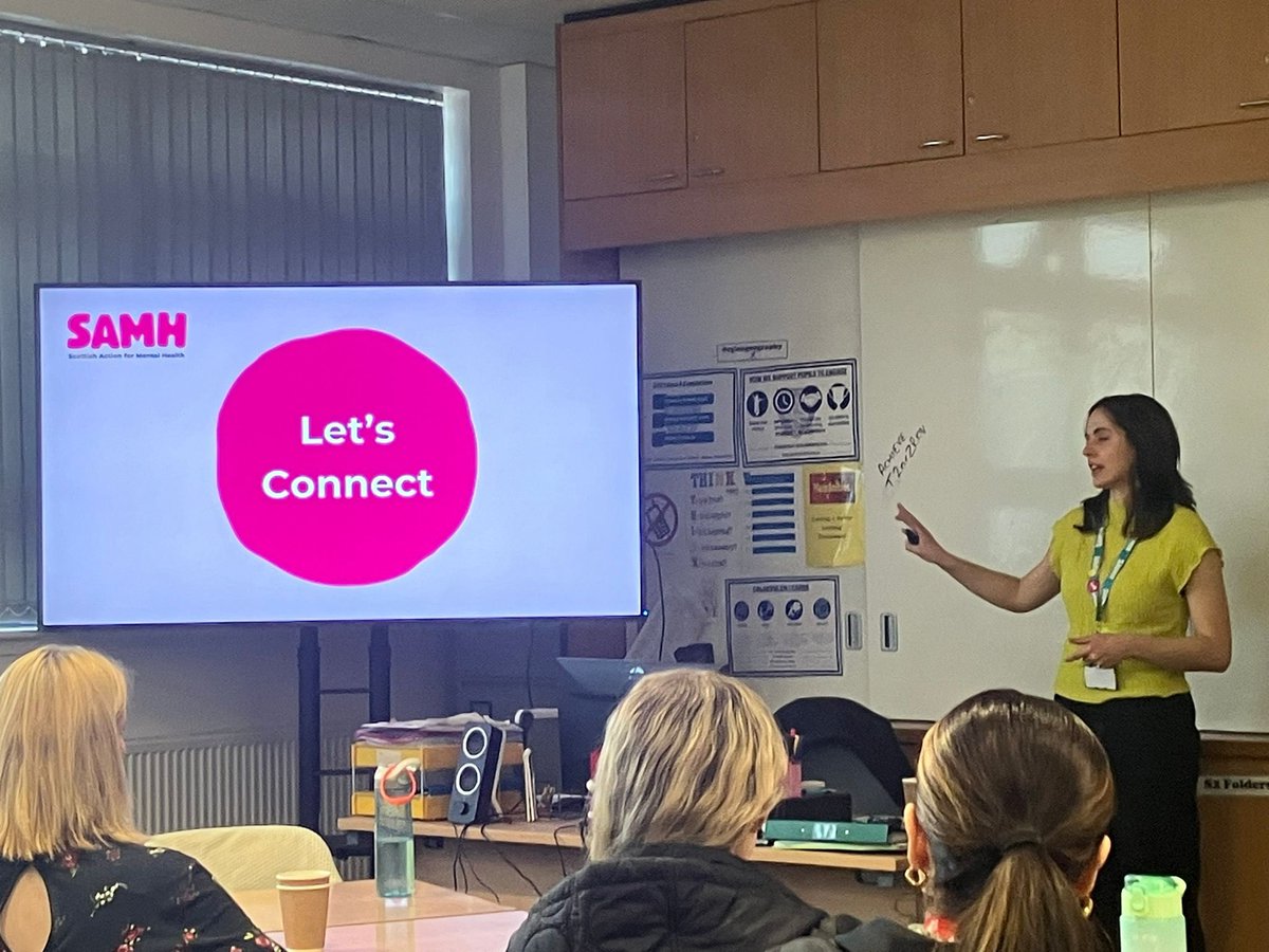 Huge thank you to Iona from @SAMHtweets who presented about the ‘Let’s Connect’ programme, demonstrating the amazing work they are doing with young people, staff and their families. 🙌