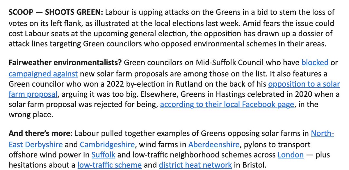 💥 Labour step up attacks on Greens after Green gains at the locals scoop by @e_casalicchio politico.eu/newsletter/lon…